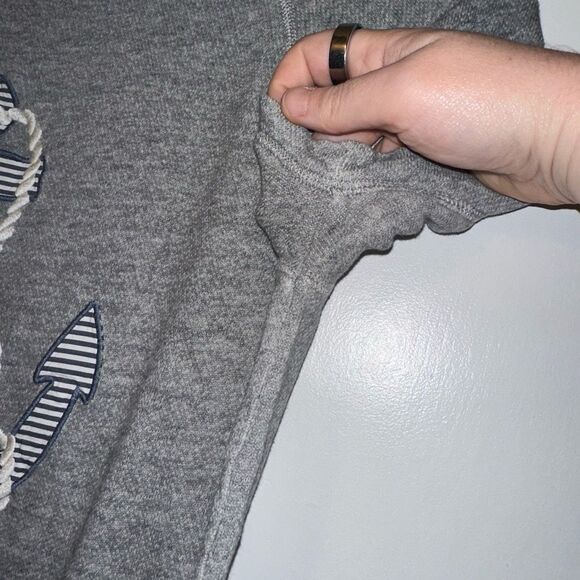J. Crew Medium Short Sleeve Terry Lined Gray Anchor Womens Shirt EUC - Picture 4 of 10